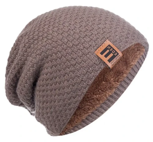 Czapka zimowa unisex ocieplana z futerkiem beanie ciepła casual