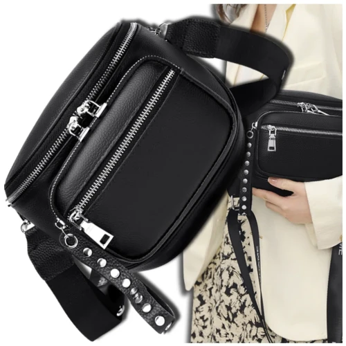 Skórzana torebka Damska ćwieki listonoszka saszetka