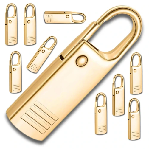 Zestaw złotych metalowych zawieszek 10 szt do suwaków zamków