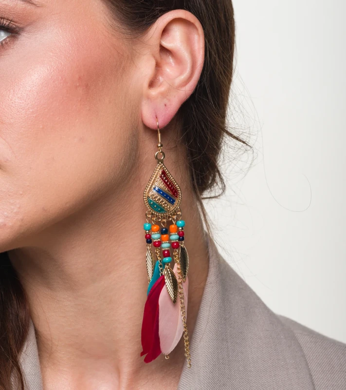 Kolczyki damskie wiszące perły kwiaty złote srebrne  2.webp