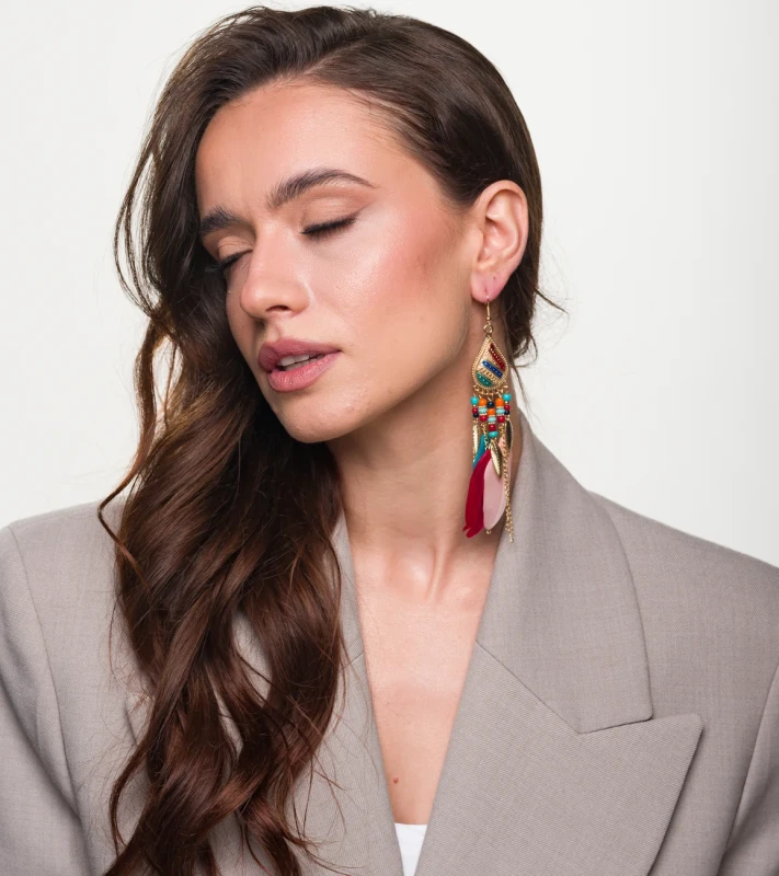 Kolczyki damskie wiszące perły kwiaty złote srebrne  3.webp