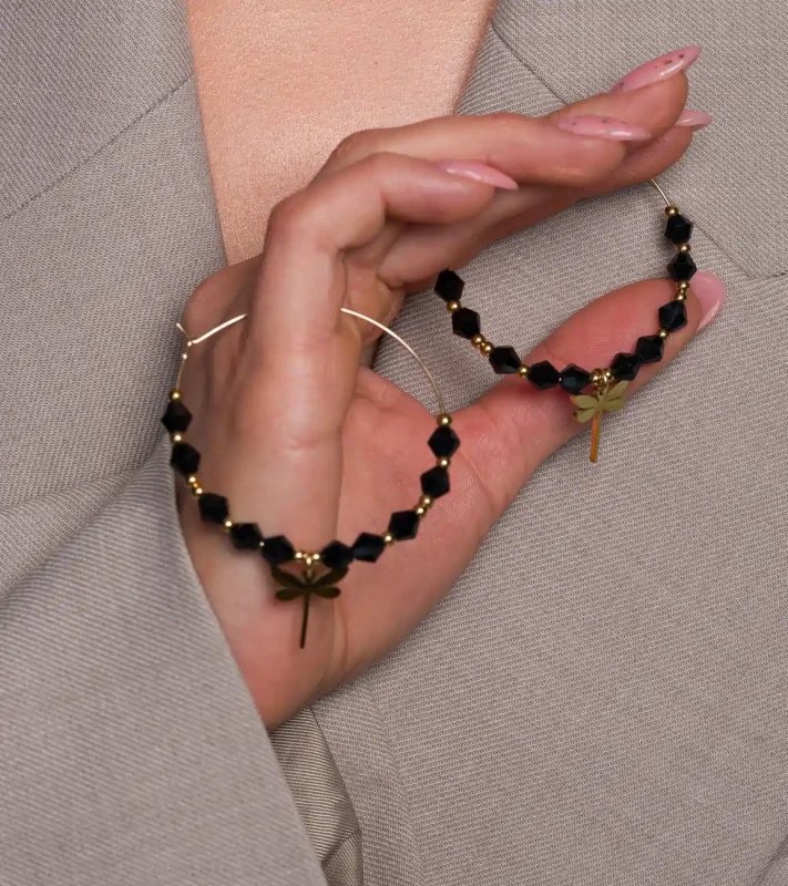 Kolczyki damskie wiszące perły kwiaty złote srebrne  16.webp