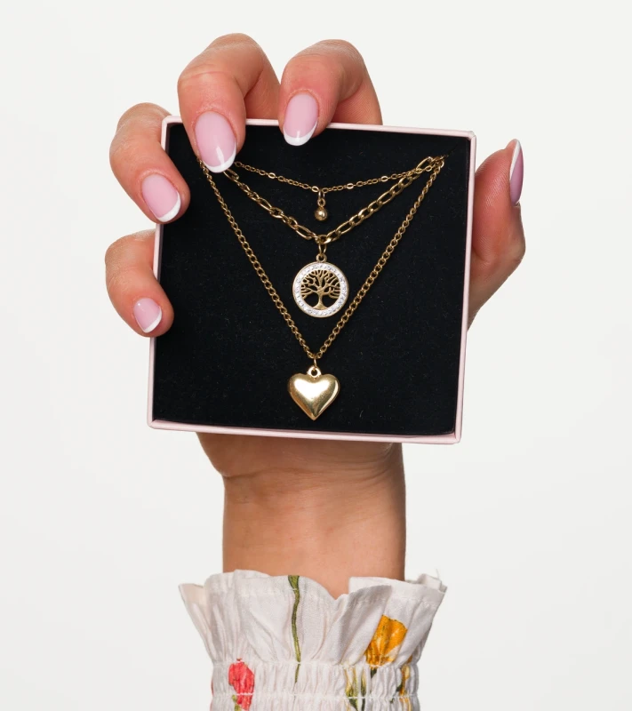 Biżuteria stalowa naszyjnik kolczyki broszka 268.webp