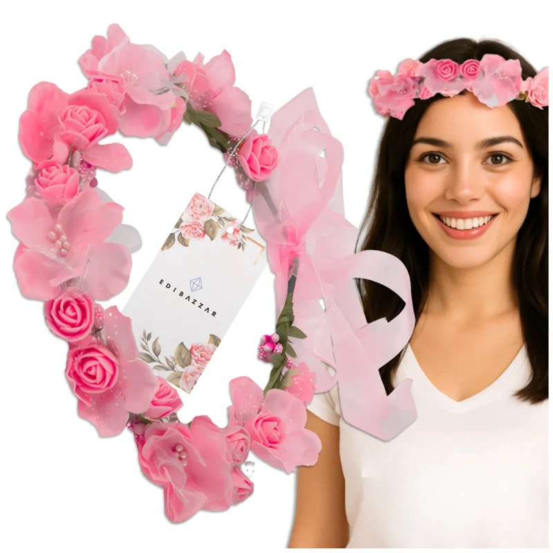 Wianek-Opaska-do-Włosów-Kwiaty-Różowe-Róże-Styl-Boho.webp