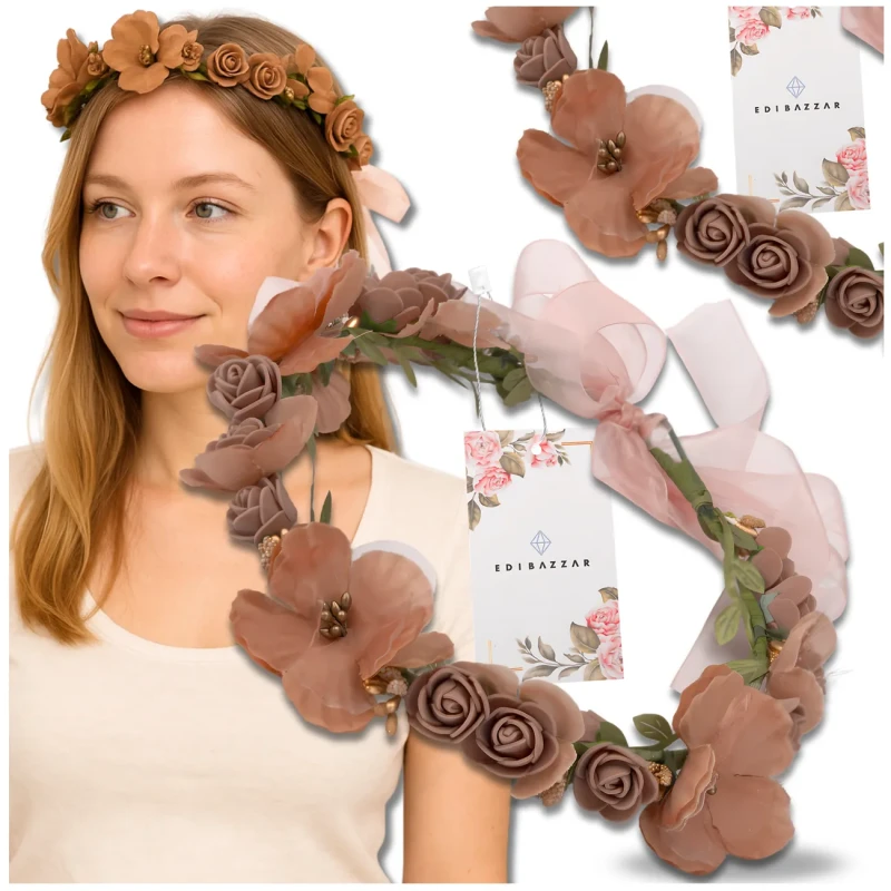 Wianek-Opaska-do-Włosów-Kwiaty-Brązowe-Róże-Styl-Boho.webp