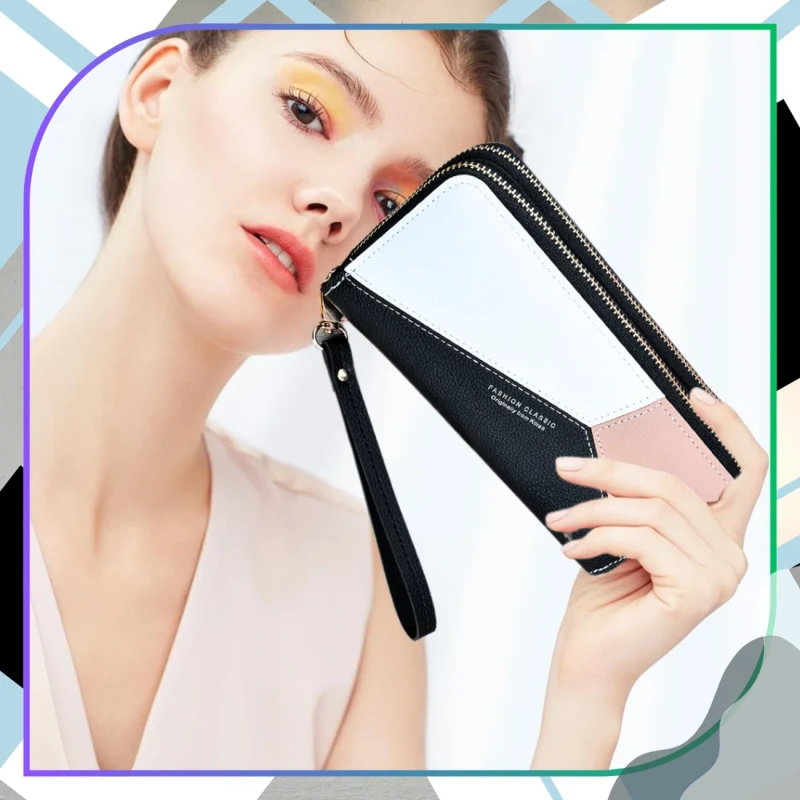 Damski portfel elegancki eko skóra podwójny na zamek 1.webp