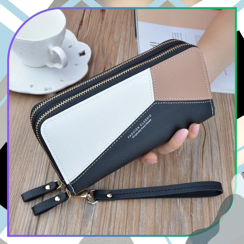 Damski portfel elegancki eko skóra podwójny na zamek 2.webp