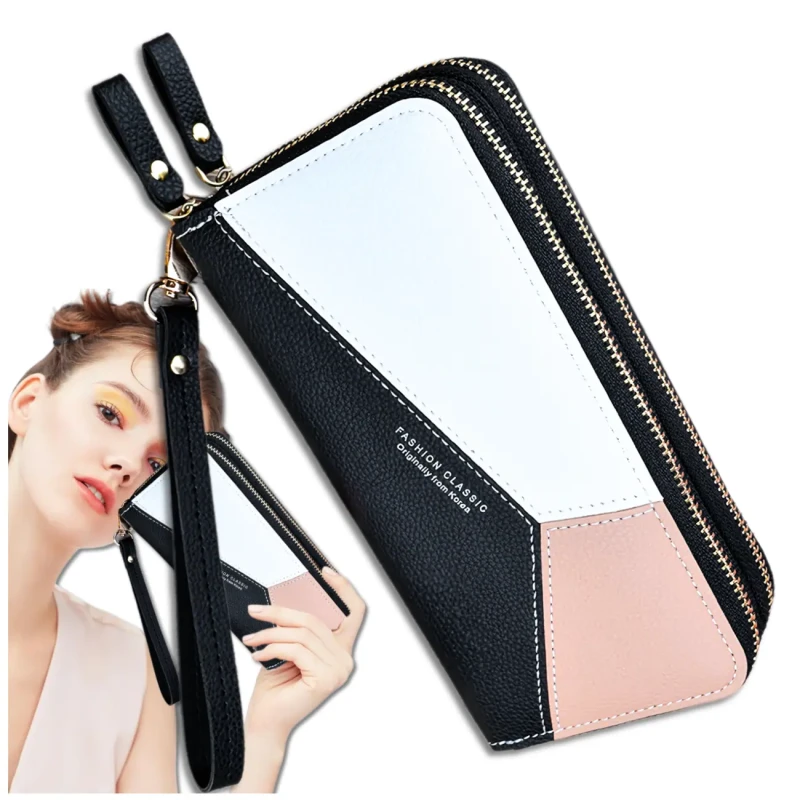 Damski portfel elegancki eko skóra podwójny na zamek 6.webp