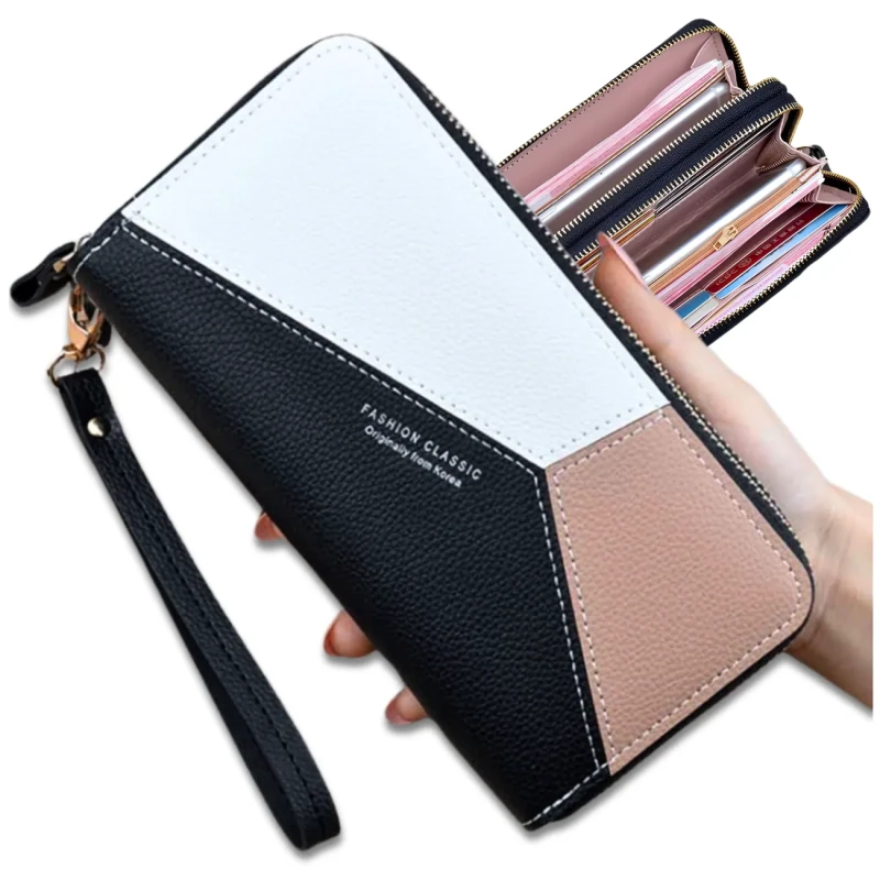 Damski portfel elegancki eko skóra podwójny na zamek 8.webp