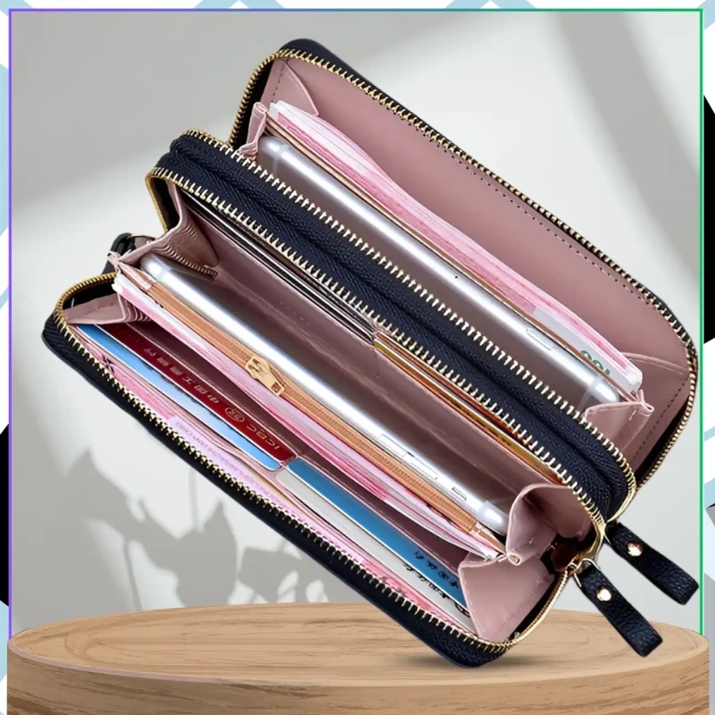 Damski portfel elegancki eko skóra podwójny na zamek 9.webp