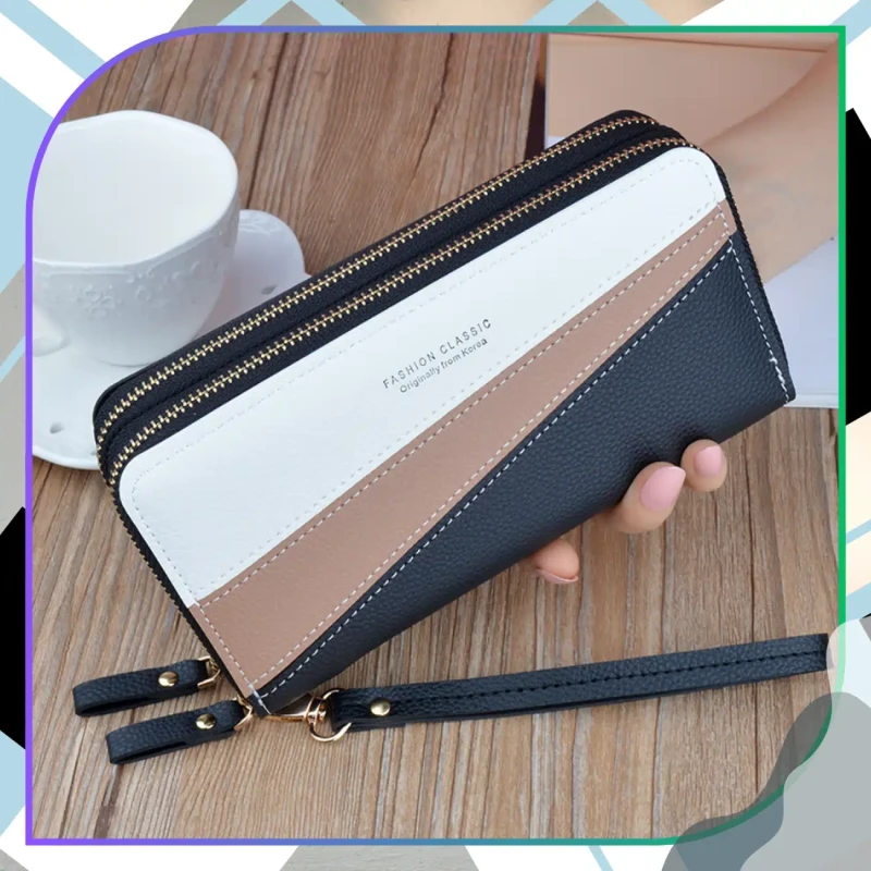 Damski portfel elegancki eko skóra podwójny na zamek 2.webp