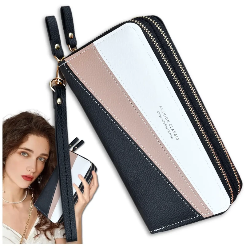 Damski portfel elegancki eko skóra podwójny na zamek 7.webp