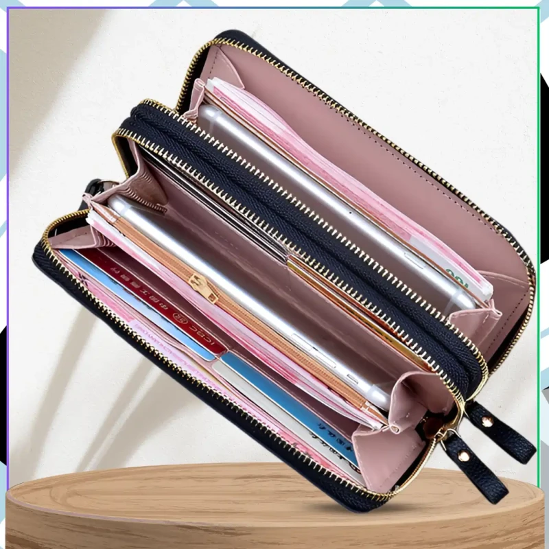 Damski portfel elegancki eko skóra podwójny na zamek 8.webp