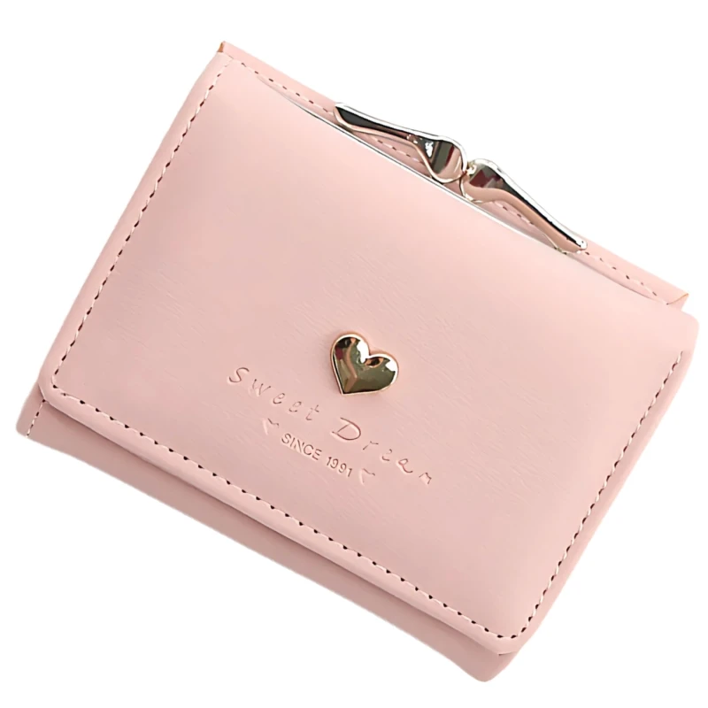 Damski mały portfel portmonetka zatrzask z serduszkiem 5.webp