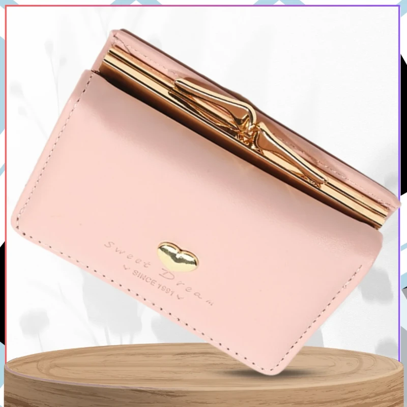 Damski mały portfel portmonetka zatrzask z serduszkiem 7.webp