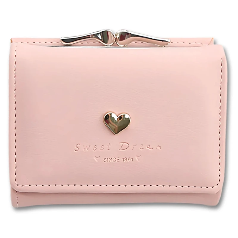 Damski mały portfel portmonetka zatrzask z serduszkiem 10.webp