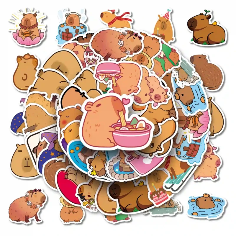 Naklejki 50 szt kapibara kolorowe motywacyjne 8.webp