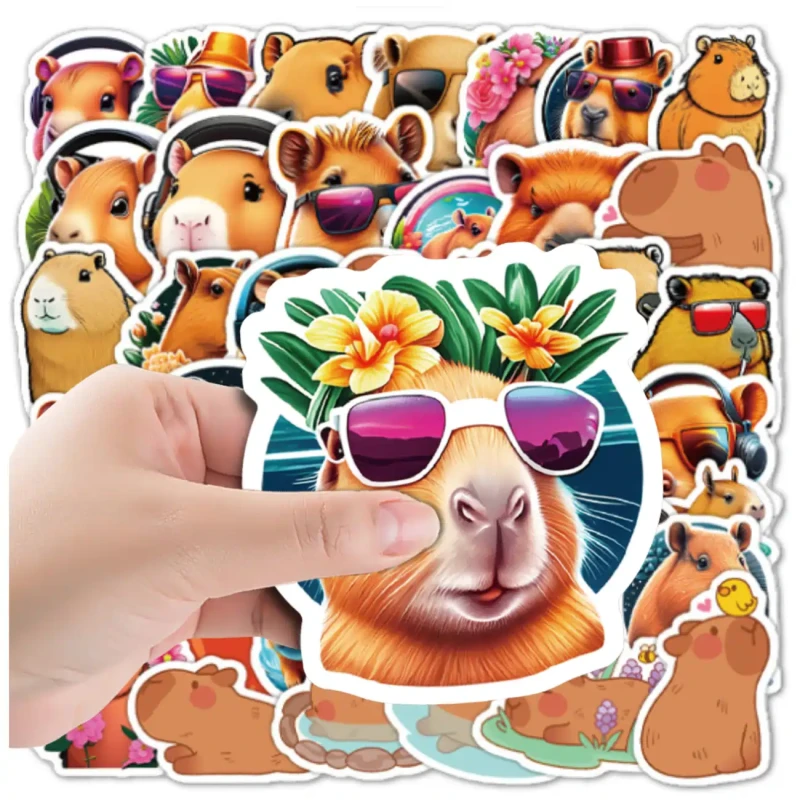 Naklejki 50 szt kapibara kolorowe motywacyjne 2.webp