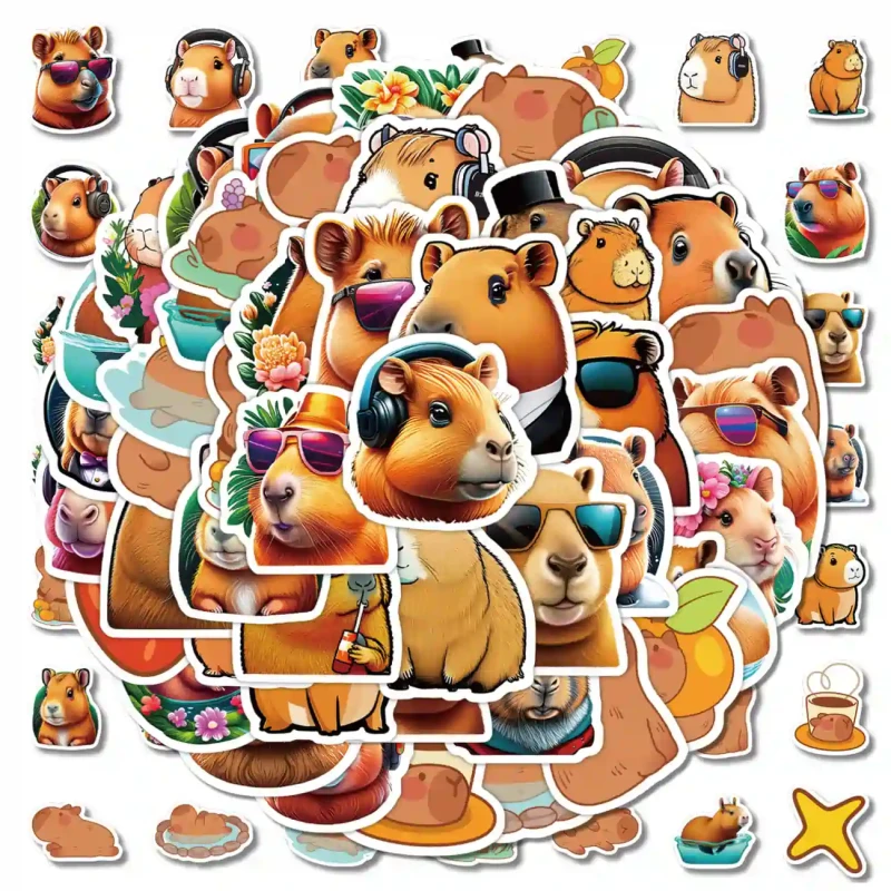 Naklejki 50 szt kapibara kolorowe motywacyjne 3.webp