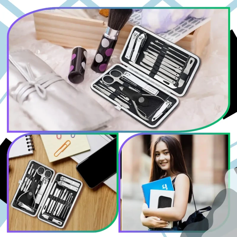 Zestaw domowy do paznokci 19-częściowy manicure pokrowiec podróżny 2.webp