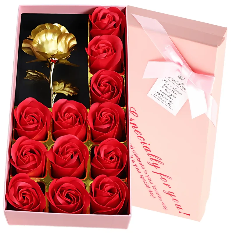 Zapachowe róże mydlane 12szt dekoracyjne zestaw na prezent złota róża