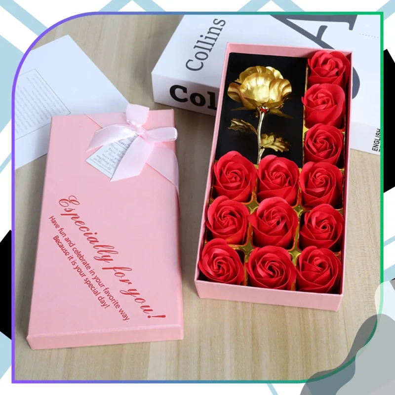 Zapachowe róże mydlane 12szt dekoracyjne zestaw na prezent złota róża