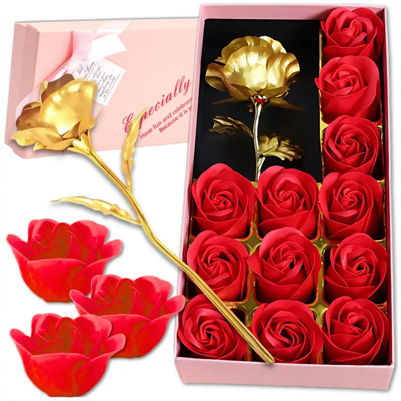 Zapachowe róże mydlane 12szt dekoracyjne zestaw na prezent złota róża