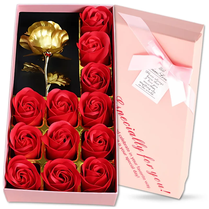 Zapachowe róże mydlane 12szt dekoracyjne zestaw na prezent złota róża