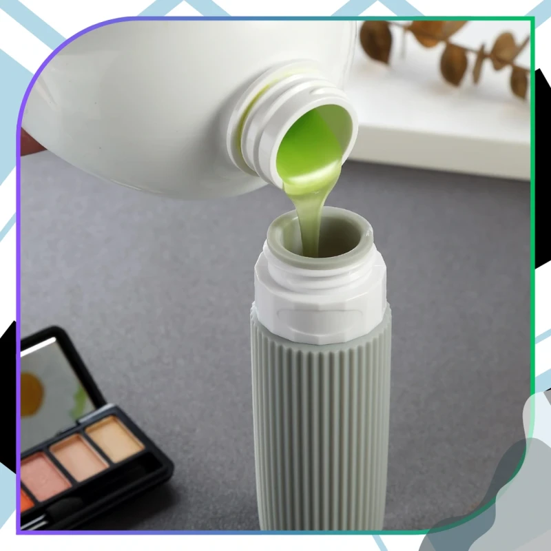 Zestaw 4 szt butelek podróżnych 90 ml wielokrotnego użytku szare 7.webp