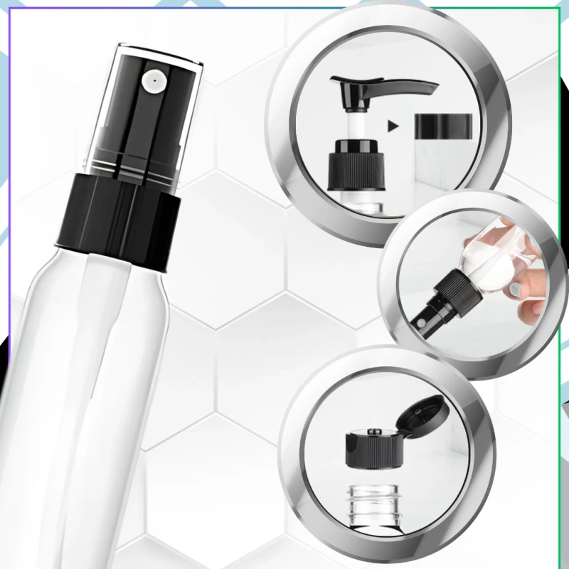 8-częściowy zestaw czarnych butelek podróżnych na kosmetyki 8.webp