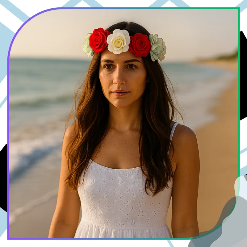 Wianek do Włosów Opaska Kwiaty Biało-Czerwony dla Kibicki 1.webp