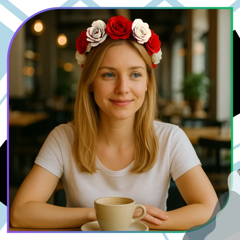 Wianek do Włosów Opaska Kwiaty Biało-Czerwony dla Kibicki 2.webp