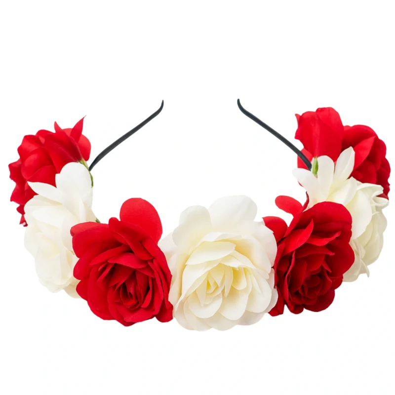Wianek do Włosów Opaska Kwiaty Biało-Czerwony dla Kibicki 5.webp
