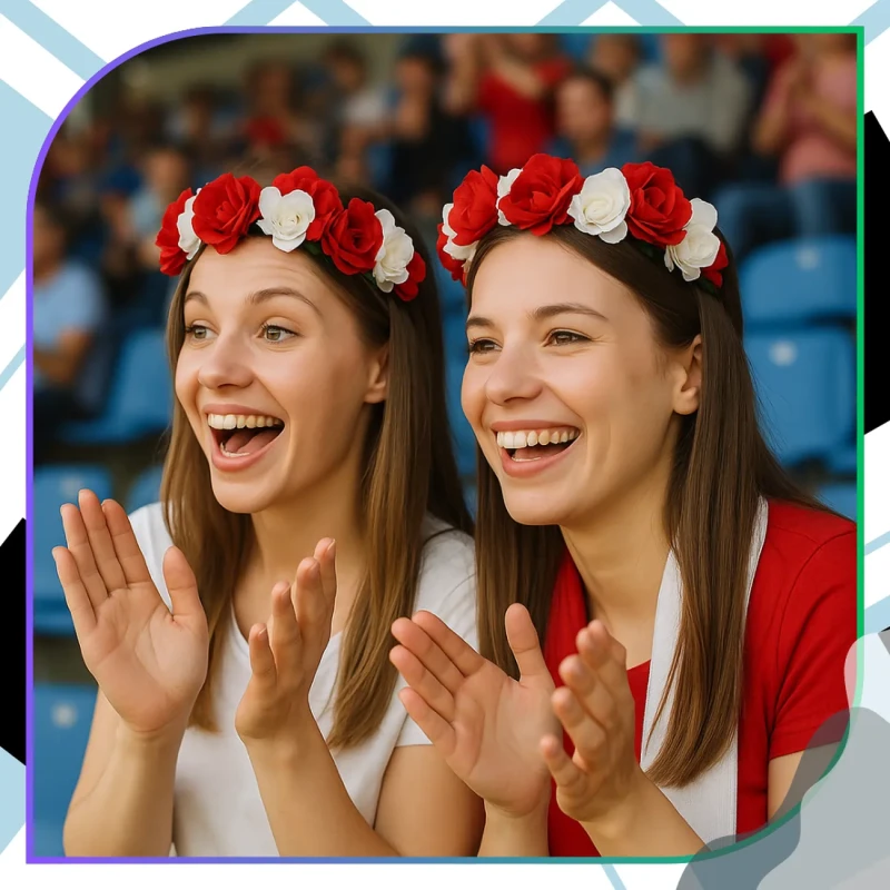 Wianek do Włosów Opaska Kwiaty Biało-Czerwony dla Kibicki 6.webp