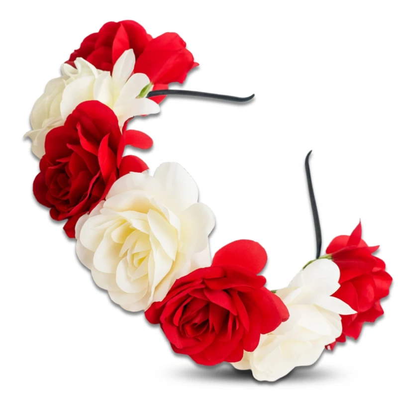 Wianek do Włosów Opaska Kwiaty Biało-Czerwony dla Kibicki 11.webp