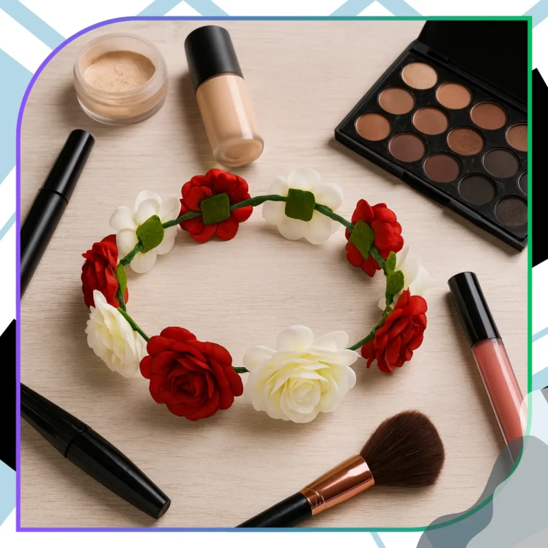 Wianek do Włosów Opaska Biało-Czerwony Kwiaty dla Kibicki 1.webp