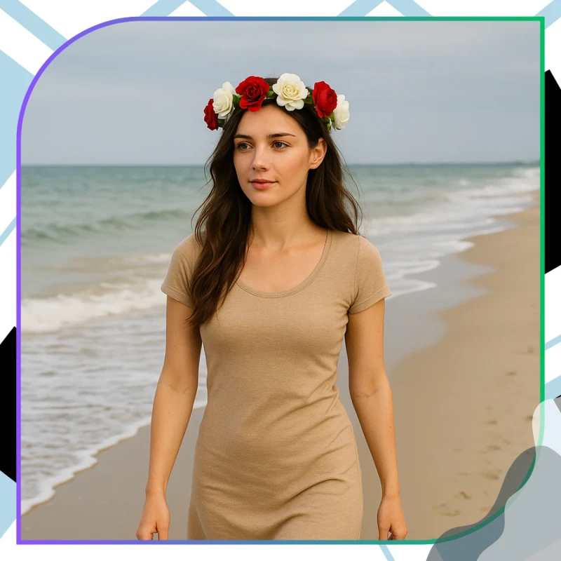 Wianek do Włosów Opaska Biało-Czerwony Kwiaty dla Kibicki 3.webp