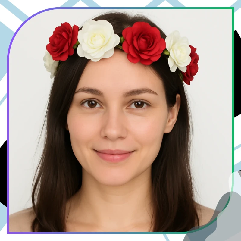 Wianek do Włosów Opaska Biało-Czerwony Kwiaty dla Kibicki 6.webp