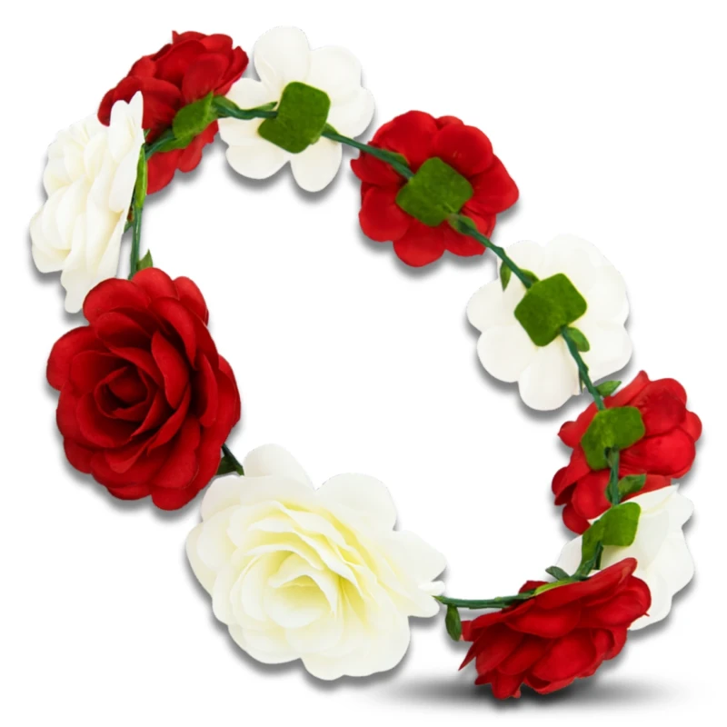 Wianek do Włosów Opaska Biało-Czerwony Kwiaty dla Kibicki 11.webp