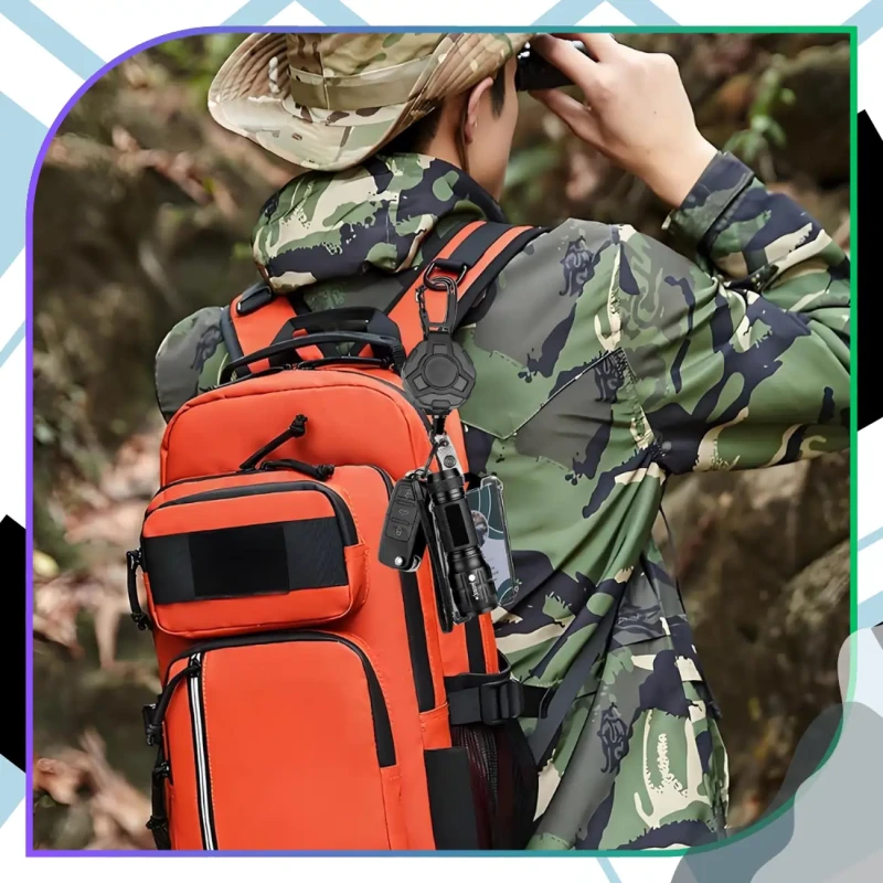 Brelok czarny linka zwijana retraktor 80 cm Outdoor karabińczyk  2.webp