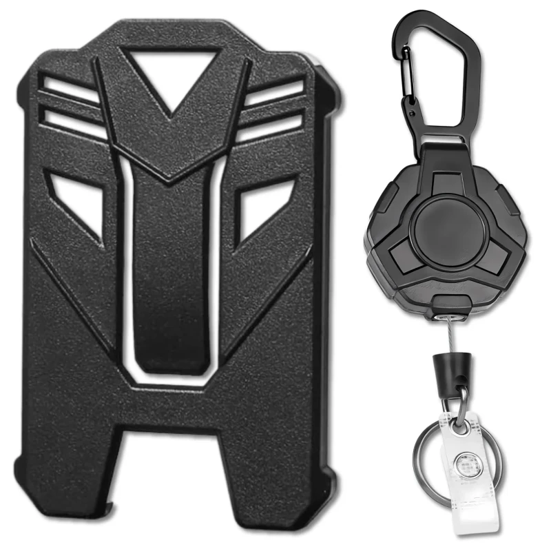 Brelok czarny linka zwijana retraktor 80 cm Outdoor karabińczyk  11.webp