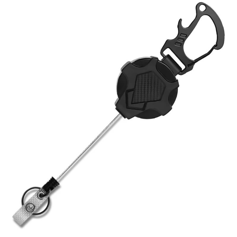Brelok czarny 80 cm linka karabińczyk zwijana retraktor Outdoor 5.webp