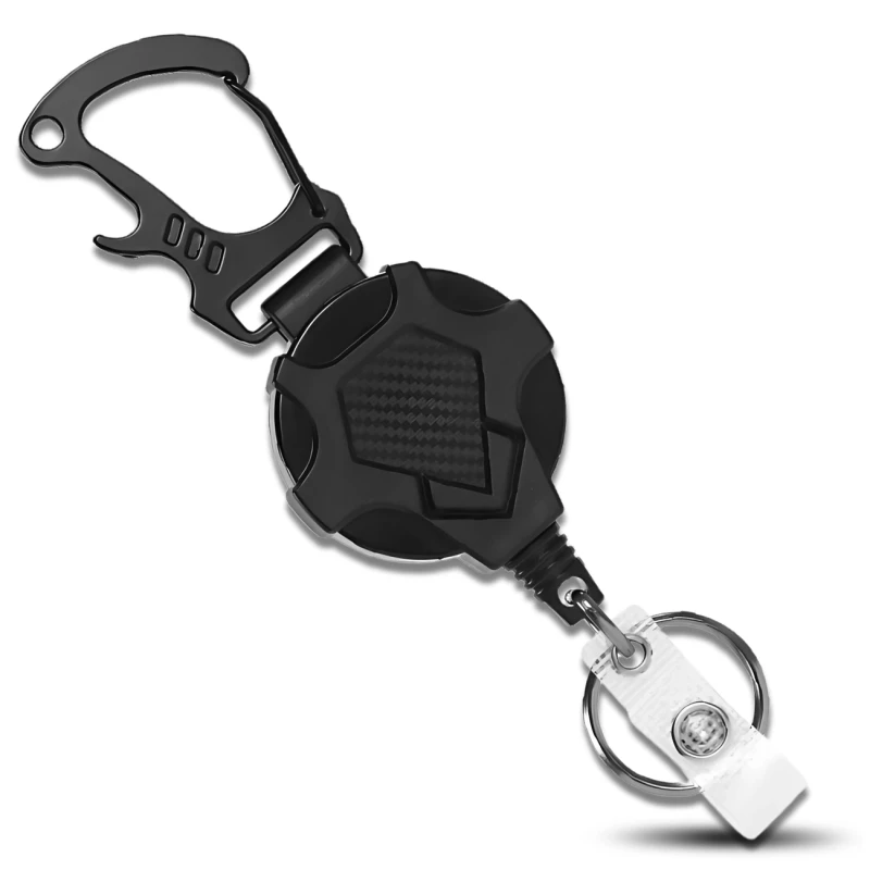 Brelok czarny 80 cm linka karabińczyk zwijana retraktor Outdoor 9.webp