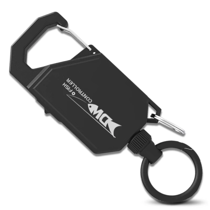 Brelok czarny 100 cm linka karabińczyk zwijana retraktor outdoor1.webp