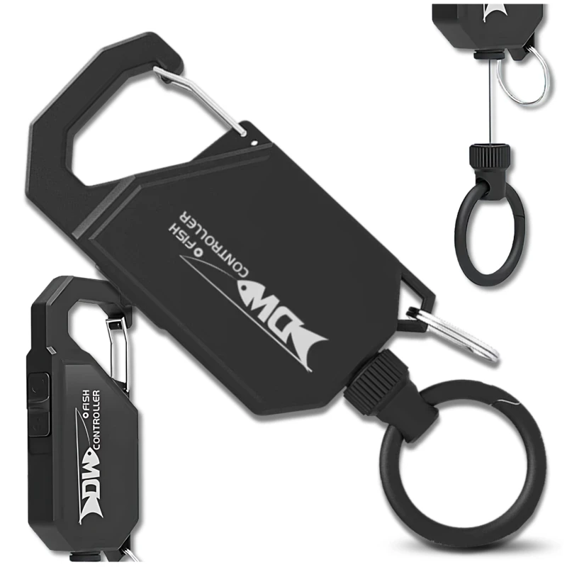 Brelok czarny 100 cm linka karabińczyk zwijana retraktor outdoor2.webp