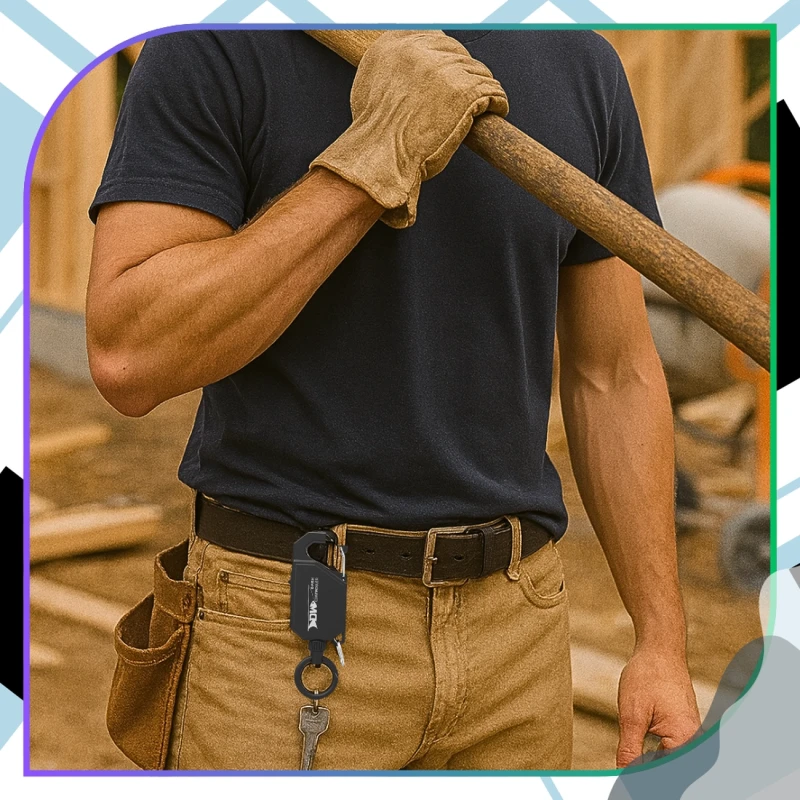 Brelok czarny 100 cm linka karabińczyk zwijana retraktor outdoor9.webp