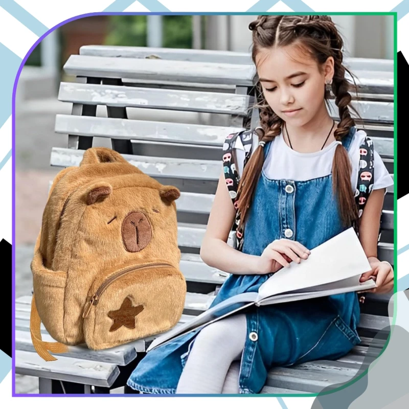 Pluszowy Plecak dziecięcy dla przedszkolaka Kapibara zamek 7.webp