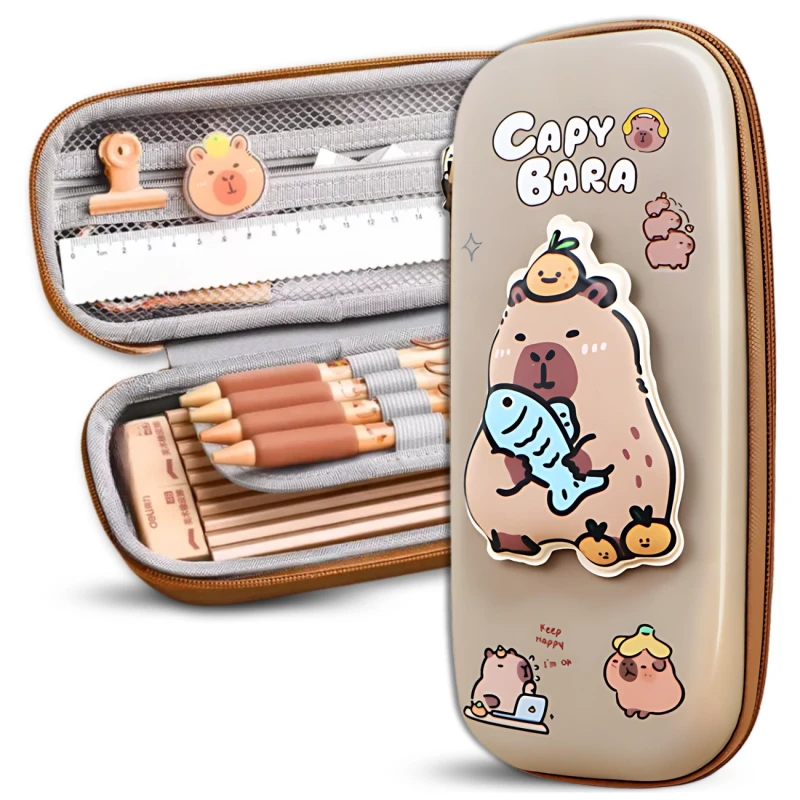 Piórnik szkolny rozkładany mały saszetka jednokomorowy Kapibara 2.webp
