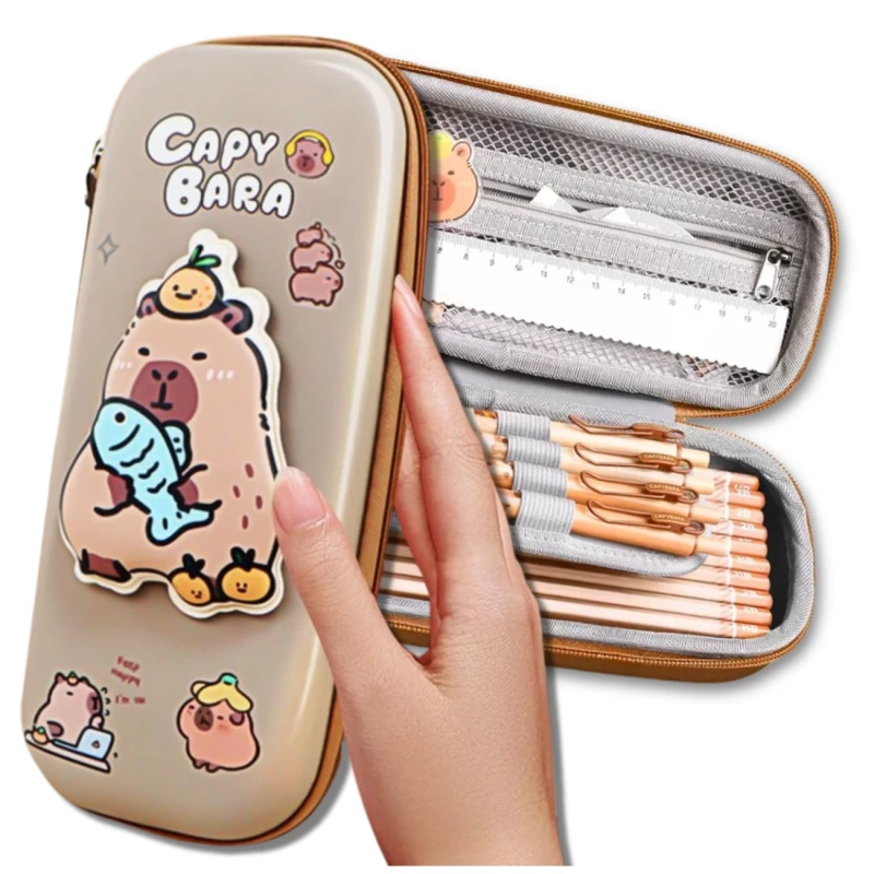 Piórnik szkolny rozkładany mały saszetka jednokomorowy Kapibara 3.webp