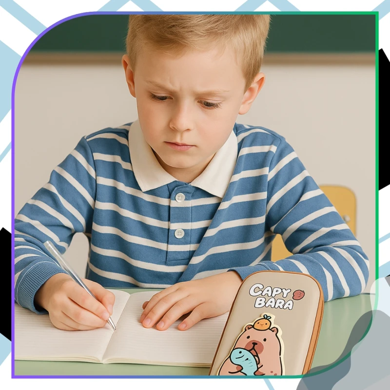 Piórnik szkolny rozkładany mały saszetka jednokomorowy Kapibara 7.webp